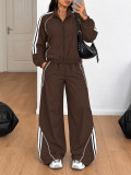 Zipper Long Sleeve Coat Sport Pants Loose Suit HNIF-SR016