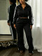 Lapel Zipper Long Sleeve Two Piece Pants Set HNIF-SR018