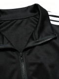 Lapel Zipper Long Sleeve Two Piece Pants Set HNIF-SR018