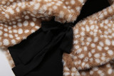 Short Fur Printed Laced Shawl Top +Leg Socks Set ﻿ GZJQ-K6S20186A