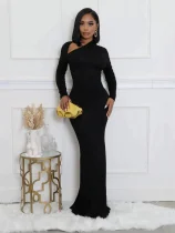Solid Color Long Sleeve Slim Maxi Dress SFY-2824