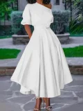 Slash Shoulder Tie Up Irregular Maxi Dress SFY-2820