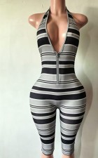 Pre Order: About 7 work days shipping Halterneck Stripe Jumpsuit YUEM-202706