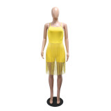 Solid Color Sling Tassel Midi Dress CYA-902441