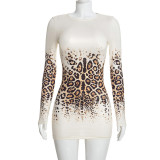 Leopard Printed Long Sleeve Mini Dress GDSF-J26DS472