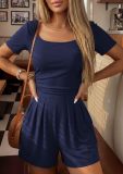 Short Sleeve Solid Color Loose Romper GMYS-WL8348