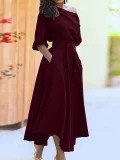 Slash Shoulder Tie Up Irregular Maxi Dress SFY-2820