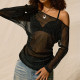 See Through Long Sleeve Mesh Tops GNZD-60244TBZ