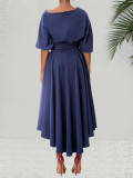 Slash Shoulder Tie Up Irregular Maxi Dress SFY-2820