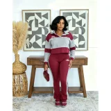 VIP1 Contrast Color Printed Two Piece Pants Set FOSF-8877