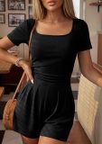 Short Sleeve Solid Color Loose Romper GMYS-WL8348