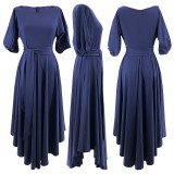 Slash Shoulder Tie Up Irregular Maxi Dress SFY-2820