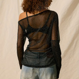 See Through Long Sleeve Mesh Tops GNZD-60244TBZ