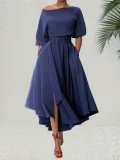 Slash Shoulder Tie Up Irregular Maxi Dress SFY-2820