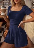 Short Sleeve Solid Color Loose Romper GMYS-WL8348