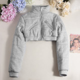 Long Sleeve Zipper Ultra Short Cotton Coat GNZD-51275THD