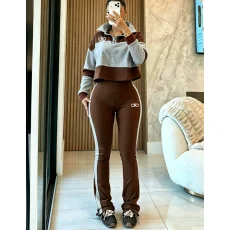 VIP1 Contrast Color Printed Two Piece Pants Set FOSF-8877