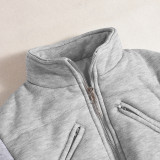 Long Sleeve Zipper Ultra Short Cotton Coat GNZD-51275THD