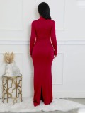 Solid Color Long Sleeve Slim Maxi Dress SFY-2824