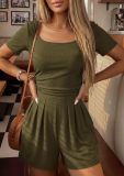 Short Sleeve Solid Color Loose Romper GMYS-WL8348