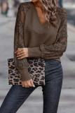 Plus Size V Neck Lace Long Sleeve T Shirt GMYS-LWZ0091