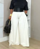 Solid Color Ruched Wide Leg Pants LSD-3066