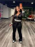 Velvet Solid Color Long Sleeve Two Piece Pants Set MEM-88726