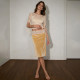 Lace Patchwork Contrast Color Mid-skirts XEF-K6J20634A