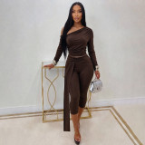 Solid Color Long Sleeve Two Piece Pants Set GDSF-J26ST457