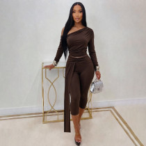 Solid Color Long Sleeve Two Piece Pants Set GDSF-J26ST457
