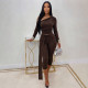 Solid Color Long Sleeve Two Piece Pants Set GDSF-J26ST457