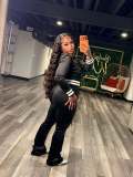 Velvet Solid Color Long Sleeve Two Piece Pants Set MEM-88726