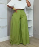Solid Color Ruched Wide Leg Pants LSD-3066