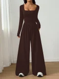 Long Sleeve Square Neck Solid Jumpsuit GMYS-JQ69091