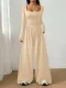 Long Sleeve Square Neck Solid Jumpsuit GMYS-JQ69091