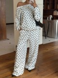 Polka Dot Printed Long Sleeve Two Piece Pants Set GMYS-JQ69105