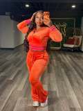 Velvet Solid Color Long Sleeve Two Piece Pants Set MEM-88726