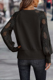 Plus Size V Neck Lace Long Sleeve T Shirt GMYS-LWZ0091