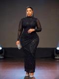 Long Sleeve Mesh Slim Maxi Dress GADE-11443