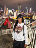 Letter Printed Long Sleeve Hooded Sweatshirt YWXS-K26L3051