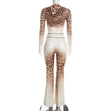 Leopard Printed Long Sleeve Two Piece Pants Set GDSF-J26ST446