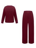 Solid Color Long Sleeve Loose 2 Piece Pants Set ZDF-33563