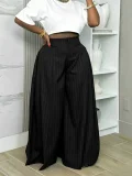 Solid Color Ruched Wide Leg Pants LSD-3066