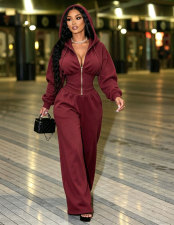 Solid Color Zipper Hooded Jumpsuit GTGE-MH1062