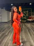 Velvet Solid Color Long Sleeve Two Piece Pants Set MEM-88726