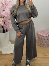 Solid Color Long Sleeve Loose 2 Piece Pants Set ZDF-33563
