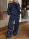 Polka Dot Printed Long Sleeve Two Piece Pants Set GMYS-JQ69105