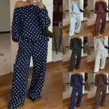 Polka Dot Printed Long Sleeve Two Piece Pants Set GMYS-JQ69105