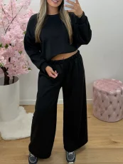 Solid Color Long Sleeve Loose 2 Piece Pants Set ZDF-33563
