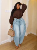 Casual Curved-Leg Jeans SH-391657